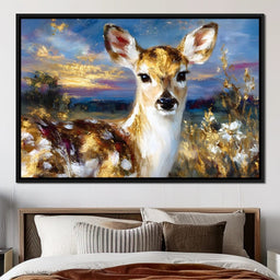Golden Fawn Sunset Meadow - Neal Hackett - NicheCanvas