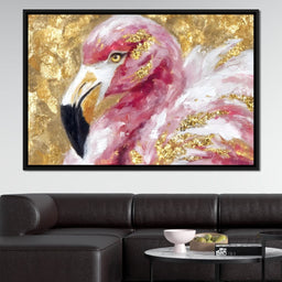Gilded Flamingo Portrait - NicheCanvas