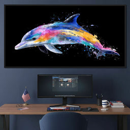 Rainbow Dolphin Splash Flight - NicheCanvas