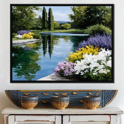 Garden Reflection Tranquil Pond - NicheCanvas