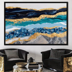 Gilded Ocean Geode Flow - NicheCanvas