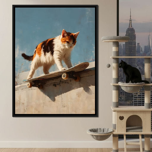 Calico Cat Skateboard Ride Canvas Print