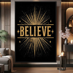 Golden Believe Starburst - NicheCanvas