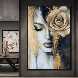 Golden Rose Reverie Portrait - NicheCanvas