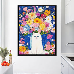 Floral Symphony With Feline - NicheCanvas