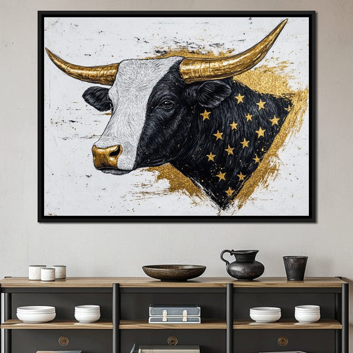Golden Stars Bull Majesty Canvas Print