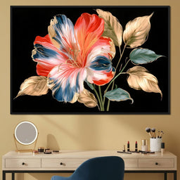 Midnight Flora With Gilded Leaves - NicheCanvas