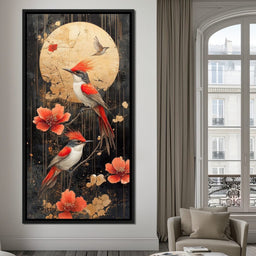 Golden Birds and Blossoms Fantasy - NicheCanvas