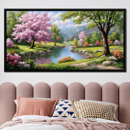 Spring Blossom Mountain Stream - NicheCanvas