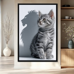 Brave Kitten Lion Shadow - NicheCanvas