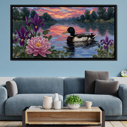 Duck Reflections on Water - NicheCanvas