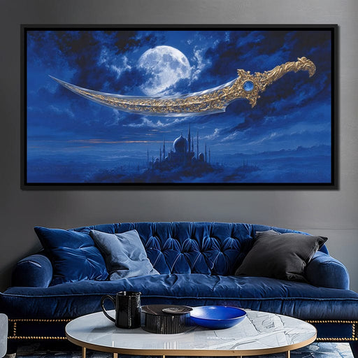 Golden Scimitar Under Full Moon Canvas Print