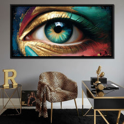 Golden Teal Visionary Eye Portrait - NicheCanvas