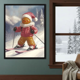Gingerbread Skier Winter Joy - NicheCanvas