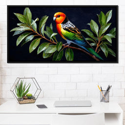 Vibrant Parrot in Leafy Haven - NicheCanvas
