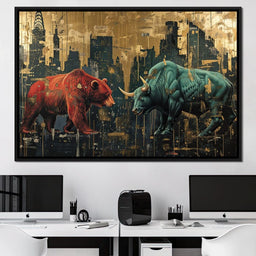 Stock Market Bear & Bull Clash - NicheCanvas