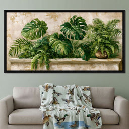 Sun Dappled Foliage On A Plaster Ledge - NicheCanvas