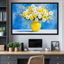 White & Yellow Flowers - NicheCanvas