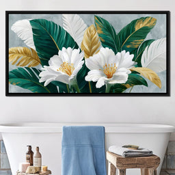 Gilded Tropical White Peony - NicheCanvas