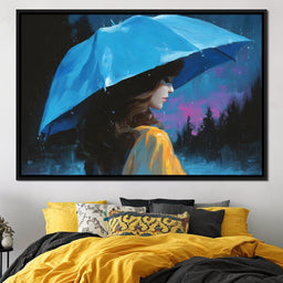 Blue Umbrella Evening Reverie - NicheCanvas