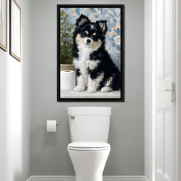 Playful Puppy Bathroom Guard - NicheCanvas