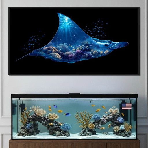 Ocean Manta Reef Lightfall Canvas Print