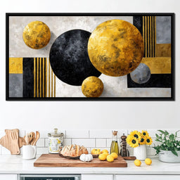 Modern Gold Geometric Orbs - NicheCanvas