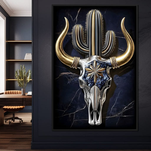Golden Horn Desert Totem Skull Canvas Print