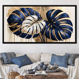 Gilded Monstera Leaves Dancing With Light - NicheCanvas