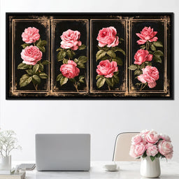 Gilded Panels of Pressed Garden Roses - NicheCanvas