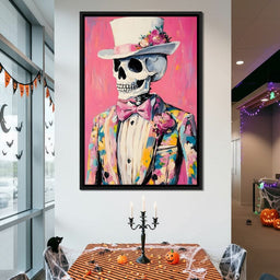 Floral Dapper Skeleton Elegance - NicheCanvas