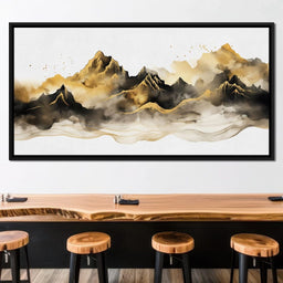 Golden Misty Peaks Panorama - NicheCanvas