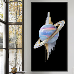 Cosmic Saturn Rings of Radiance - NicheCanvas