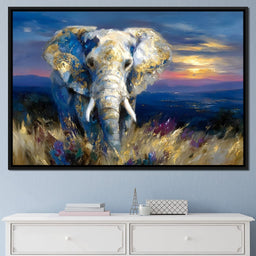 Gilded Blue Elephant Dawn - Neal Hackett - NicheCanvas