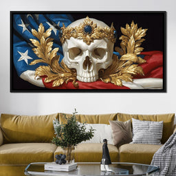 Regal Skull Golden Laurel Tribute - NicheCanvas
