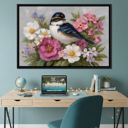 Songbird Garden Bouquet Oil Style - NicheCanvas