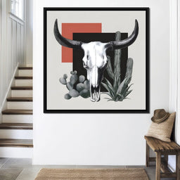 Modern Desert Longhorn Geometry - NicheCanvas