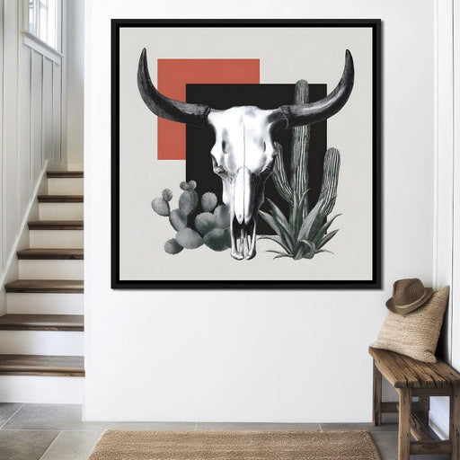 Modern Desert Longhorn Geometry Canvas Print