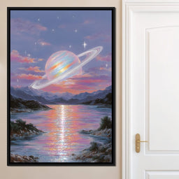 Celestial Saturn Over Waters - NicheCanvas