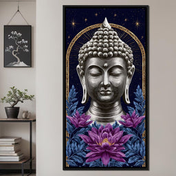 Buddha Lotus Radiance Under Stars - NicheCanvas