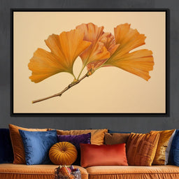 Golden Ginkgo Fan Leaves Glow - NicheCanvas
