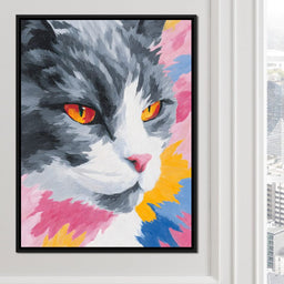 Radiant Feline Fire Eyes Portrait - NicheCanvas