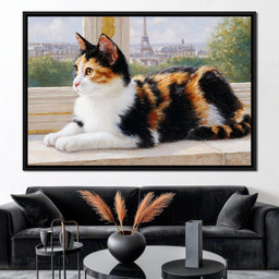 Dreamy Feline Parisian View - NicheCanvas