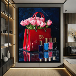 Crimson Nail Polish & Tulip Adornments - NicheCanvas