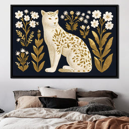 Golden Botanical Leopard Cat - NicheCanvas