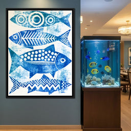 Four Geometric Marine Forms Swimming Together - NicheCanvas
