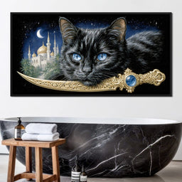 Moonlit Panther Of Golden Minarets - NicheCanvas
