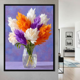 Vibrant Pampas Grass Bouquet Scene - NicheCanvas