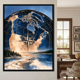 Northern Compass Over Frozen Tundra - NicheCanvas