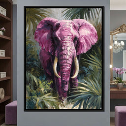 Magenta Elephant Jungle Glory - NicheCanvas